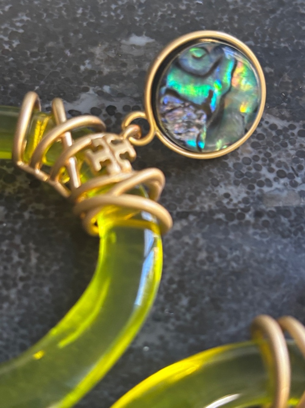 Tory Burch lime green wrapped door knocker lightweight statement earrings 🍋‍🟩 - Picture 7 of 11